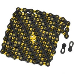 Kmc Transmission X11 SL DLC Super Light Chaîne De Vélo 11 Vitesses 118 Maillons De Chaîne, Noir/jaune