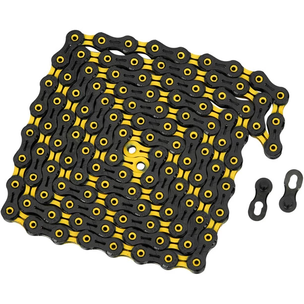 Kmc Transmission X11 SL DLC Super Light Chaîne De Vélo 11 Vitesses 118 Maillons De Chaîne, Noir/jaune
